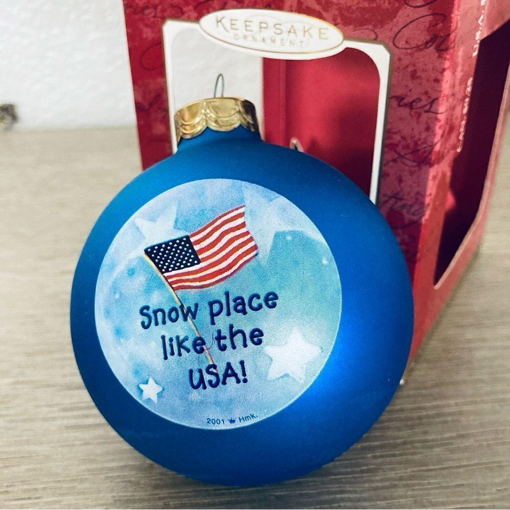 Hallmark Vintage 1991 Patriotic USA Christmas Ball Ornament